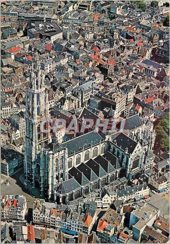 Postcard Antwerp Modern aerial view of the cathedral N D