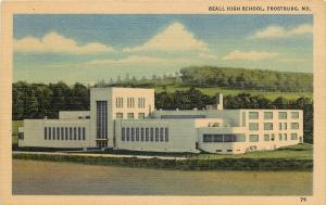 Linen Postcard; Beall High School, Frostburg MD Allegany County Unposted