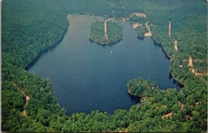 Aerial View of Robin Hood Lake Sherwood Forest, Becket MA Vintage Postcard Z09