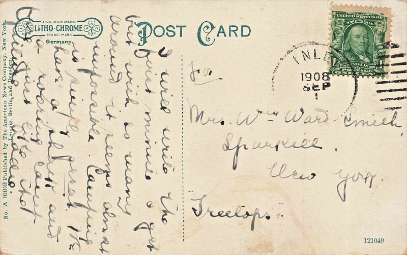 Adirondacks New York NY~Open Camp-Log Cabin~1908 Postcard