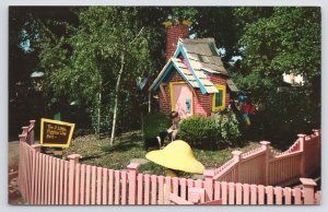 Oakland CA~Children's Fairyland~Three Little Pigs Brick House~Vintage Postcard