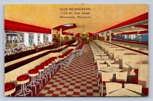 J90/ Milwaukee Wisconsin Postcard c1940s Club Milwaukean Interior  527