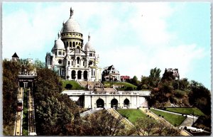 Sacre Coeur And Funicular Paris France Basilica of the Sacred Heart Postcard