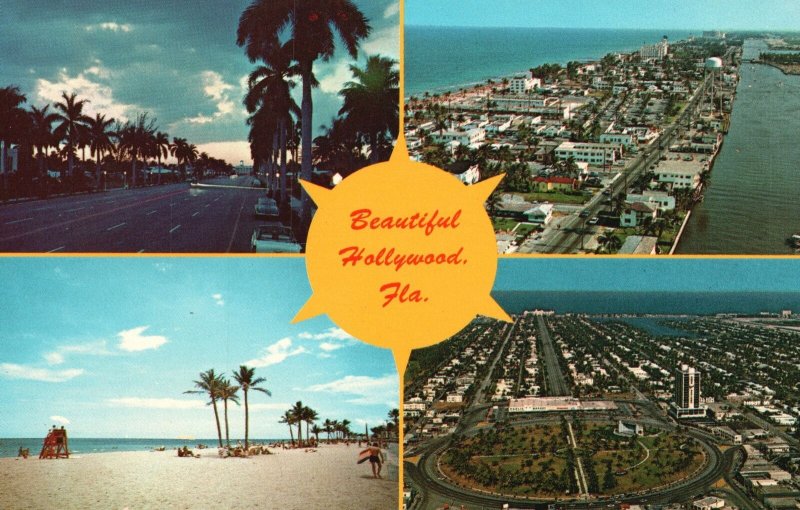 Vintage Postcard Vacation Spots Beach Highways Boardwalk Hollywood Florida Fla.