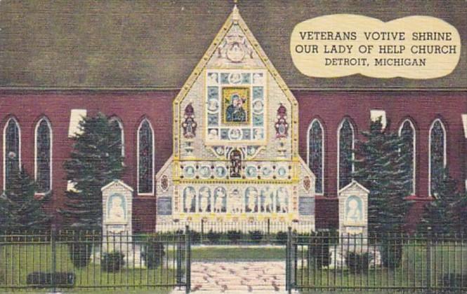 Michigan Detroit Veterans Votive Shrine Our Lady Of Help Church Curteich