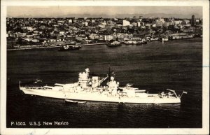 US Navy Ship Battleship USS New Mexico c1940 Real Photo Postcard