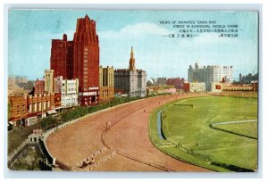 c1920's Shanghai Middle China Downtown Animated Town Unposted Antique Postcard