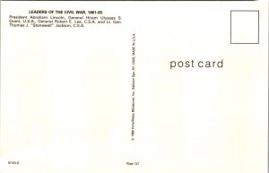 Leaders of the Civil War Postcard PC145