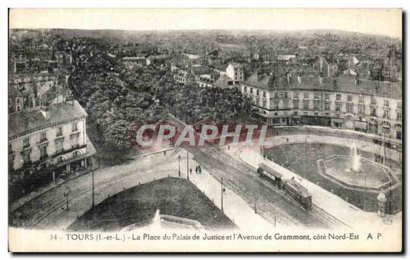 Old Postcard Tours Courthouse Square the Avenue de Grammont Cote Nord Est