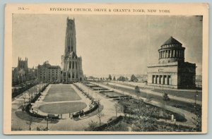 New York City~Riverside Church Drive Grant's Tomb~1920s Postcard