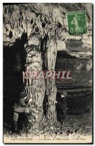 Old Postcard Arcy Sur Cure Caves double Pillar Children