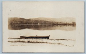1912 View Of Lake Boat North Sutton New Hampshire NH RPPC Photo Antique Postcard