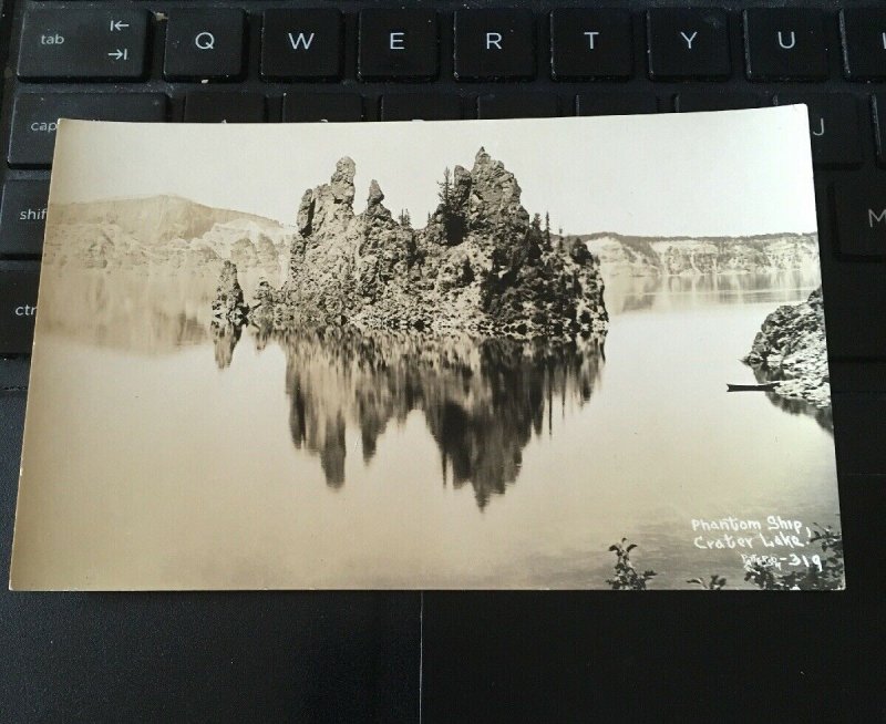 Antique Photo Postcard RPPC- Phantom Ship Crater Lake