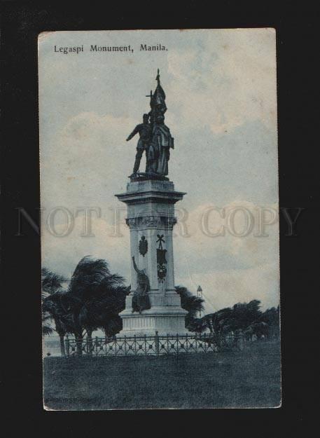 074139 Philippines Legaspi Monument Manila Vintage PC