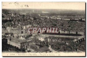 Old Postcard Lyon Saint Clair and Upper Rhone View from Fourviere