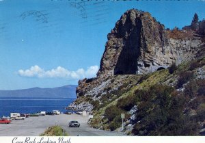 VINTAGE CONTINENTAL SIZE POSTCARD CAVE ROCK LAKE TAHOE LOOKING NORTH 