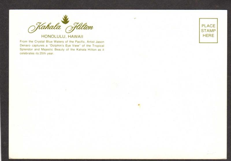 HI Kahala Hilton Hotel Honolulu Hawaii Postcard Dolpjin Jason Denaro