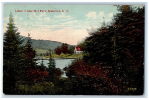 1915 Lakes Churchill Park Stamford New York NY Vintage Americhrome Postcard