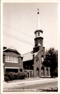 Real Photo Postcard Catholic Church in Paris, Kentucky