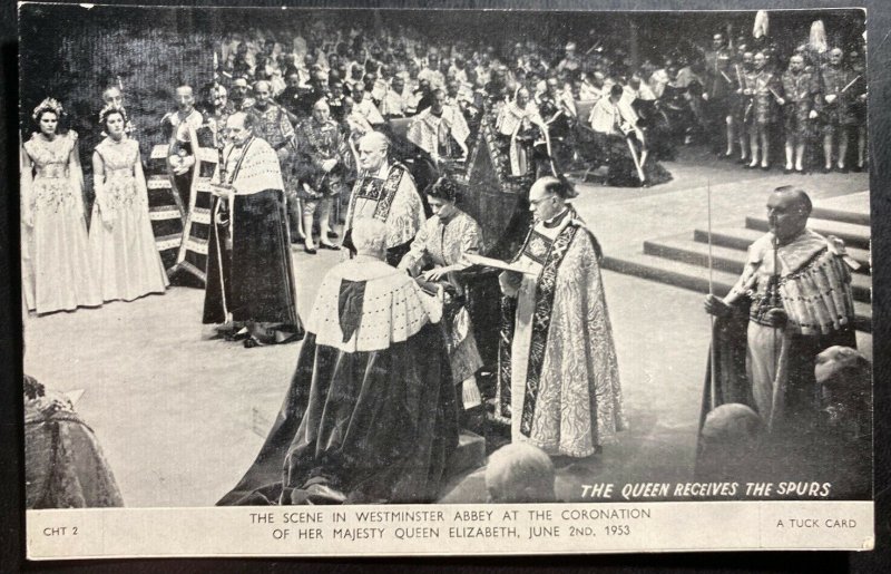 Mint England RPPC Postcard Queen Elizabeth II Coronation Scene Westminster