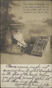 Allwin Folding Go-Cart Wagon For Kids c1905 Real Photo Postcard