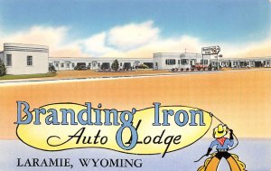 Branding Iron Auto Lodge LARAMIE, WYOMING Lincoln Hwy Roadside c1950s Vintage