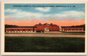 VINTAGE POSTCARD SHRINER'S HOSPITAL FOR CRIPPLED CHILDREN GREENVILLE S.C. c 1940