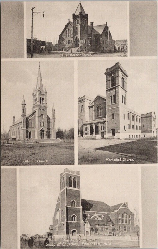 Group Of Churches Edmonton Alberta Ab Catholic Methodist Church Postcard H18 Canada Alberta 