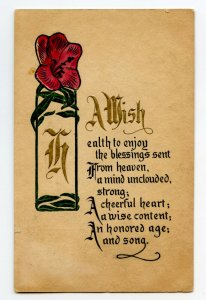 A Wish Health To Enjoy The Blessings Sent Embossed Postcard
