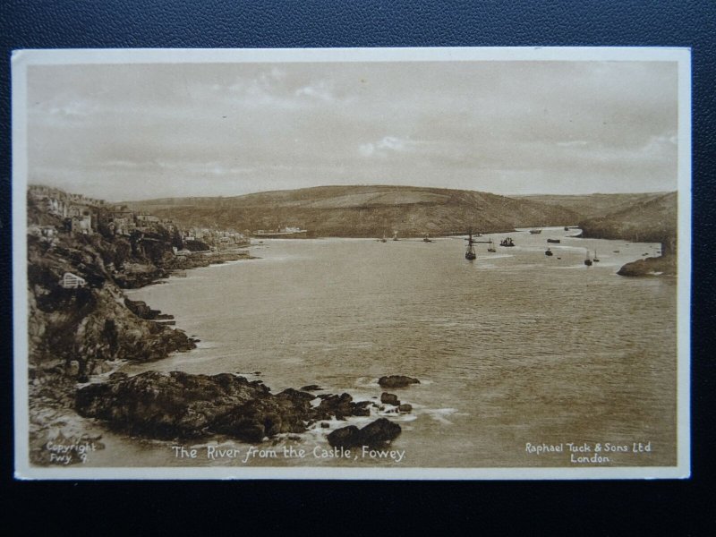 Cornwall FOWEY The River from the Castle - Old Postcard by Raphael Tuck & Son