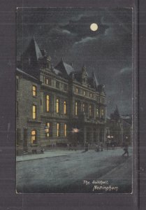 NOTTINGHAM, THE GUILDHALL, Night Scene, c1908 ppc., unused.