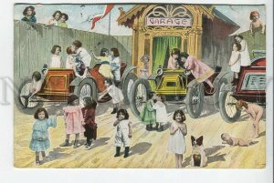 439242 MULTIPLE BABIES in Garage CAR Vintage postcard COLLAGE