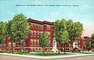 1949 Protestant  Deaconess & Nurses Home Evansville Indiana IN Vintage Postcard