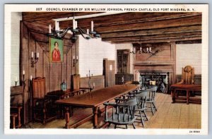 Sir William Johnson Council Chamber French Castle Old Fort Niagara 1932 Postcard