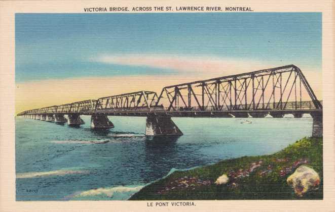 Le Pont Victoria Bridge over Saint Lawrence River Montreal QC Quebec Canada
