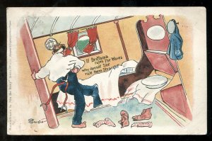 dc2199 - British Humour 1906 On The Brinny. Comic. Ship's Cabin