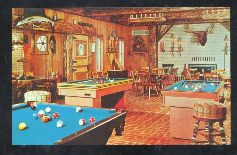 BATESVILLE INDIANA JAWACDAN FARMS POOL HALL BILLARDS ROOM VINTAGE POSTCARD