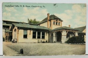 Cumberland Valley R.R. Depot Chambersburg Pa 1910 to Abilene KS Postcard M9