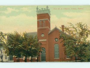 Unused Divided-Back M.E. CHURCH Salina Kansas KS v4239