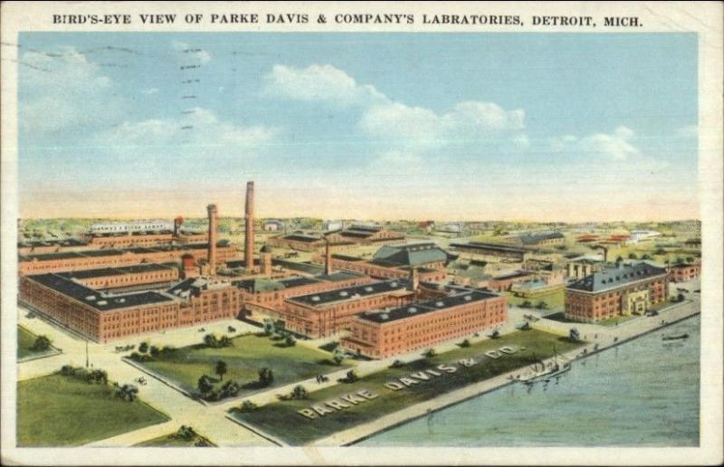 Detroit MI Parke Davis Co Labs Laboratory c1920 Postcard