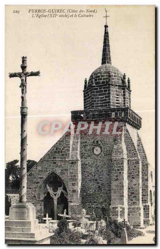 Old Postcard Perros Guirec The Church and Calvary