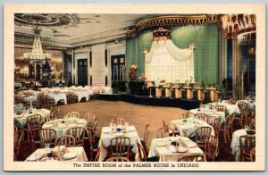 Chicago Illinois 1940s Postcard Empie Room Ballroom Dance Floor Palmer House