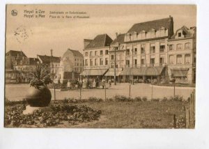 400012 BELGIUM Heyst s/Mer railway station square Vintage 1920 year RPPC