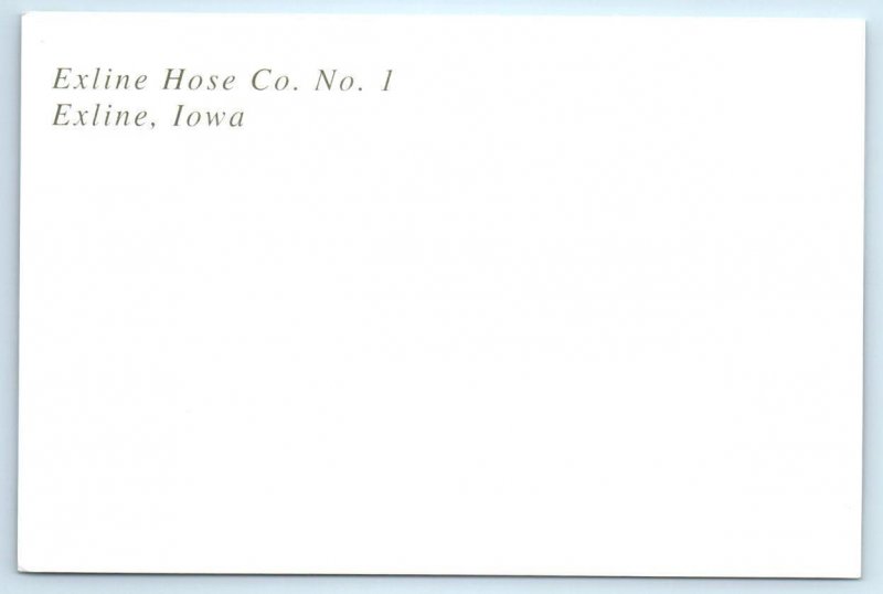 2 Postcards EXLINE, Iowa IA ~ FIRE HOUSE & FIRE TRUCK Appanoose County 4x6
