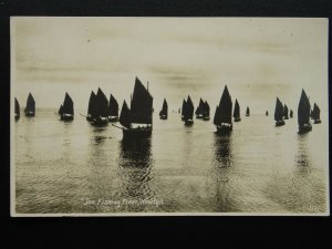 Cornwall NEWLYN LUGGERS The Fishing Fleet (2) Old RP Postcard by W.H.S.& S.