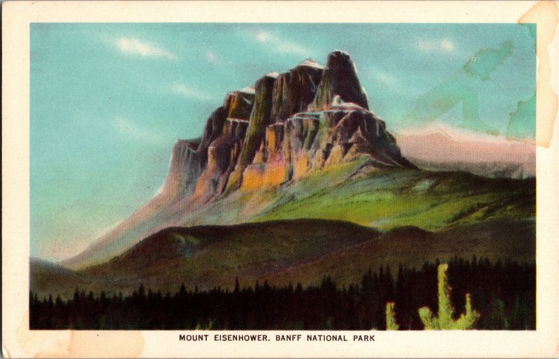 Mount Eisenhower Banff National Park Vintage Divided Back Postcard CP Railway