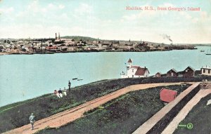 HALIFAX NOVA SCOTIA CANADA~VIEW FROM GEORGES ISLAND~1910s ANTIQUE POSTCARD