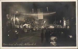 Ashland Ohio OH Main St. Night Scene Fine Photography c1910 Real Photo Postcard