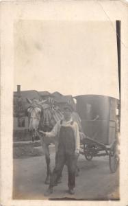 E56/ Occupational Real Photo RPPC Postcard c1910 Delivery Wagon Man 19