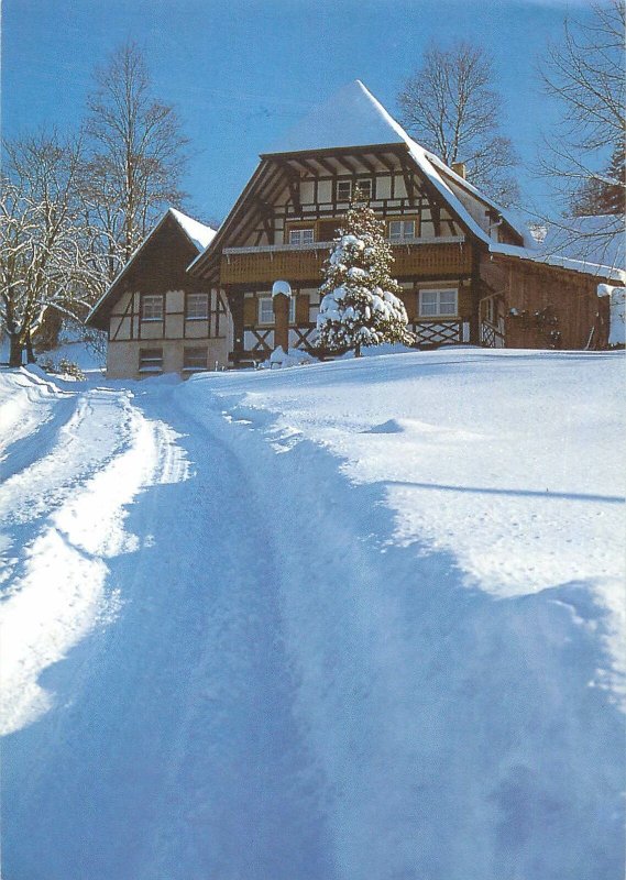 Germany rural house snow road winter Postcard